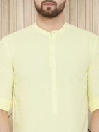 Even Apparels Men's Pure Cotton Yellow Kurta