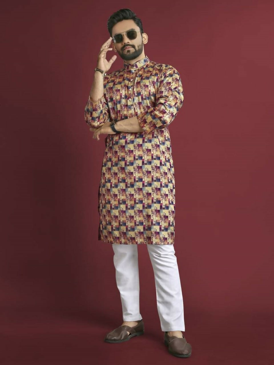 Anaita Multicolour Printed Pure Silk Straight Kurta