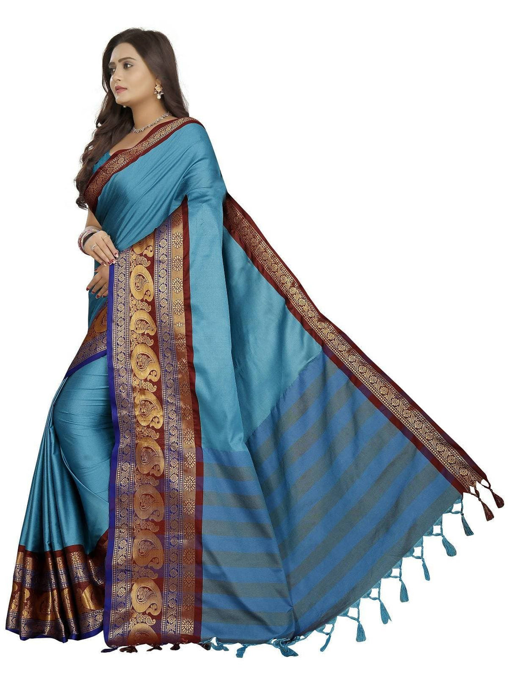 Vamika Banarasi Silk Blue Weaving Saree