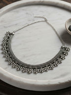 NVR Women Oxidised Silver Beaded Necklace