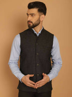 Even Apparels Pure Wool Nehru Jacket - Black