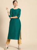 Janasya Green Regular Kurta with Trousers - Distacart