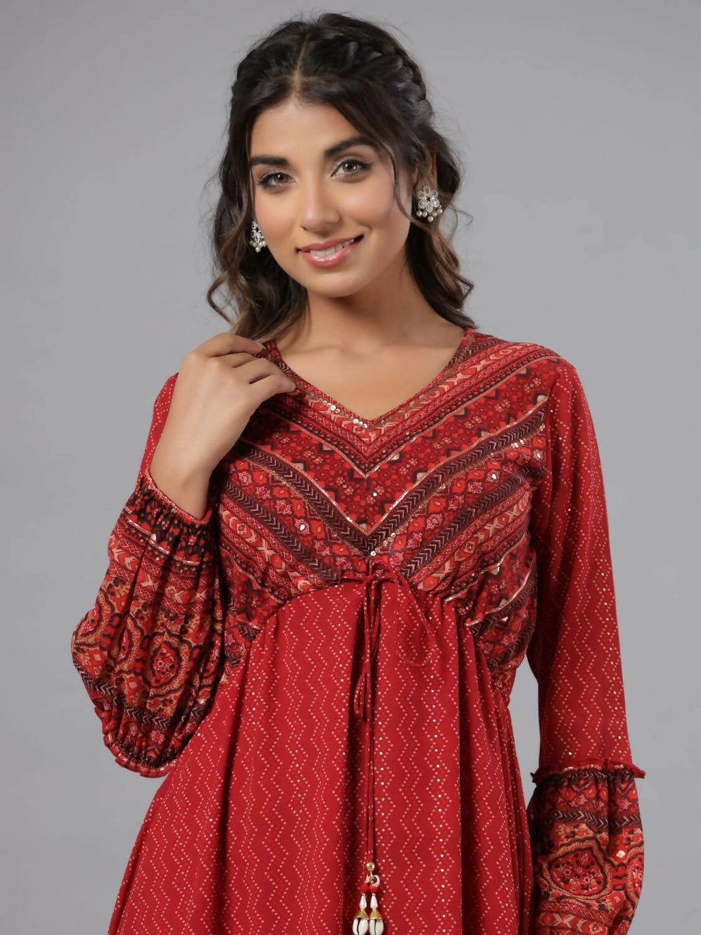 Juniper Women Rust Georgette Printed Midi Dress - Distacart