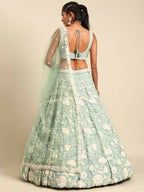 House of Panchhi Sea Green Chinon Sequins and Zarkan embroidery Lehenga choli & Dupatta