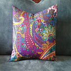 The Decor Nook Purple Base With Multicolour Flowers Print Cushion Cover