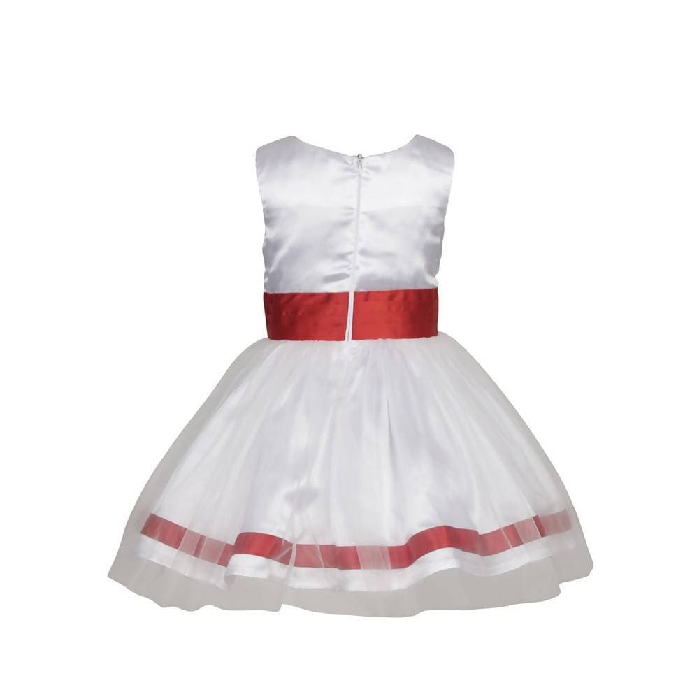 Asmaani Baby Girl's White Color Satin Knee Length Frock (AS-DRESS-22016)
