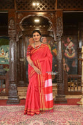 Very Much Indian Handloom Cotton Viscose Ilkal Saree Bright Red With Red Border - Distacart