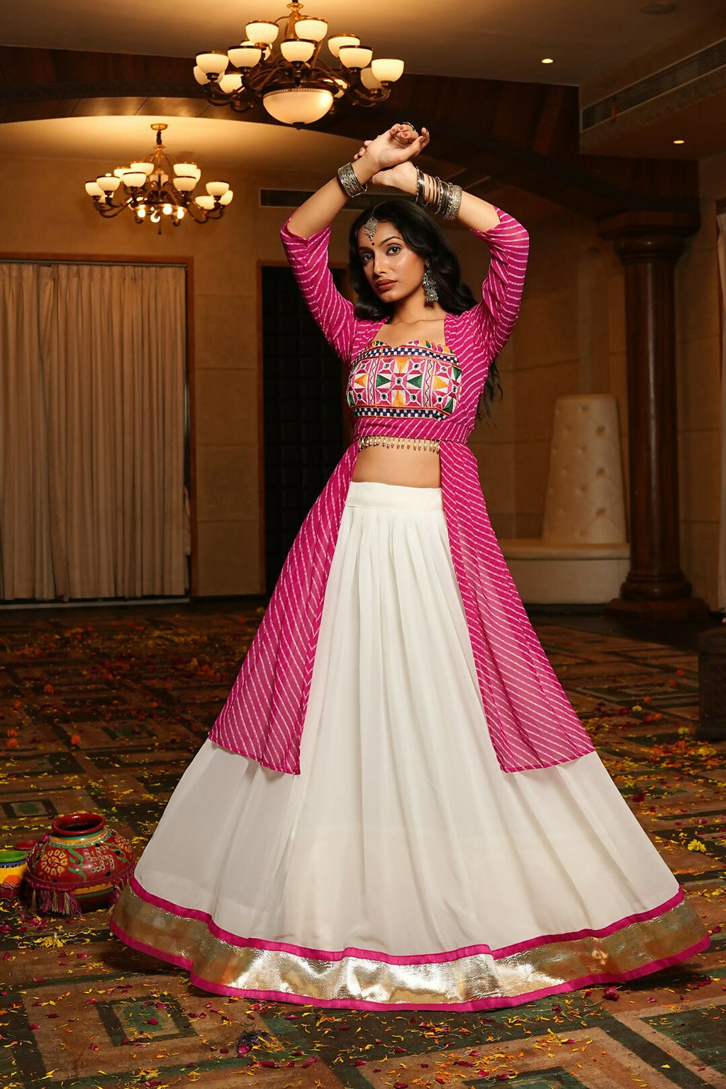 AI Fashion White Georgette Designer Navratri Wear Lehenga Choli Collection