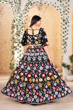 Eilara Flower Designer Black Lehenga For Reception