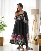 Joban Fashion Black Kurta Set Organza Sequin Embroidery Work - Distacart
