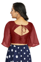 Aastha Fashion Women's Women's Maroon Art Silk Umbrella Sleeves Readymade Blouse