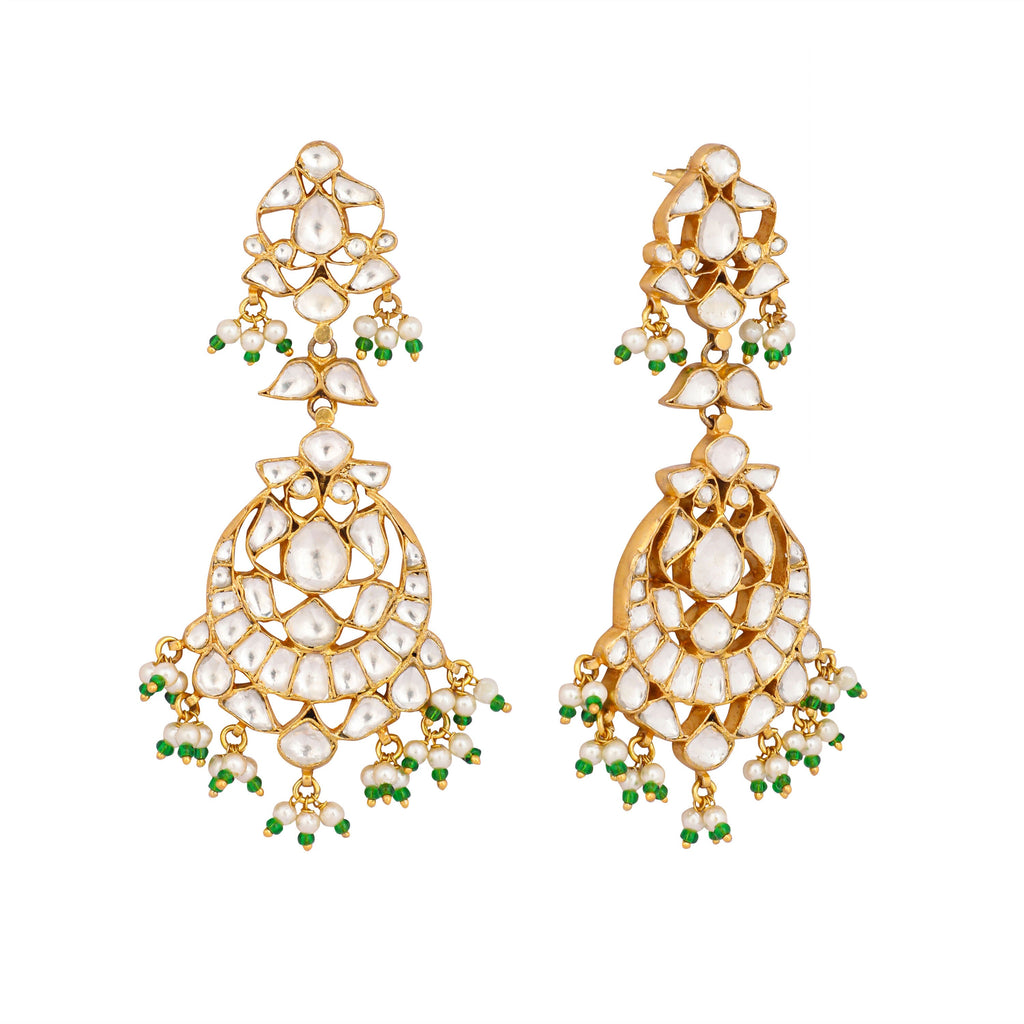 Nuyug 22K Gold Plated Chandbali Stone Drop Kundan Earrings - Distacart