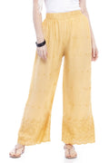 Mominos Fashion Reyon Cotton Dark Golden Embroidery Chikan Palazzo - Distacart