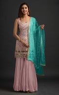 Anaita Peach Georgette Suit with Embroidered Thread & Sequence Work - Distacart