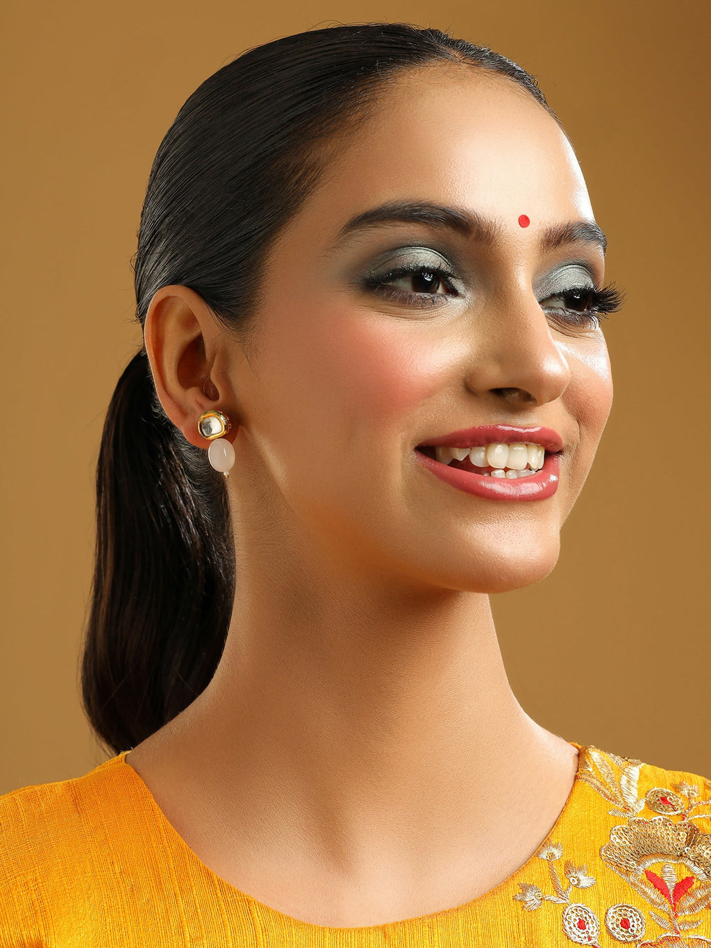Ruby Raang Pink Kundan Studs - Distacart