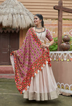 AI Fashion Beige Viscose Rayon Designer Navratri Lehenga Choli Collection