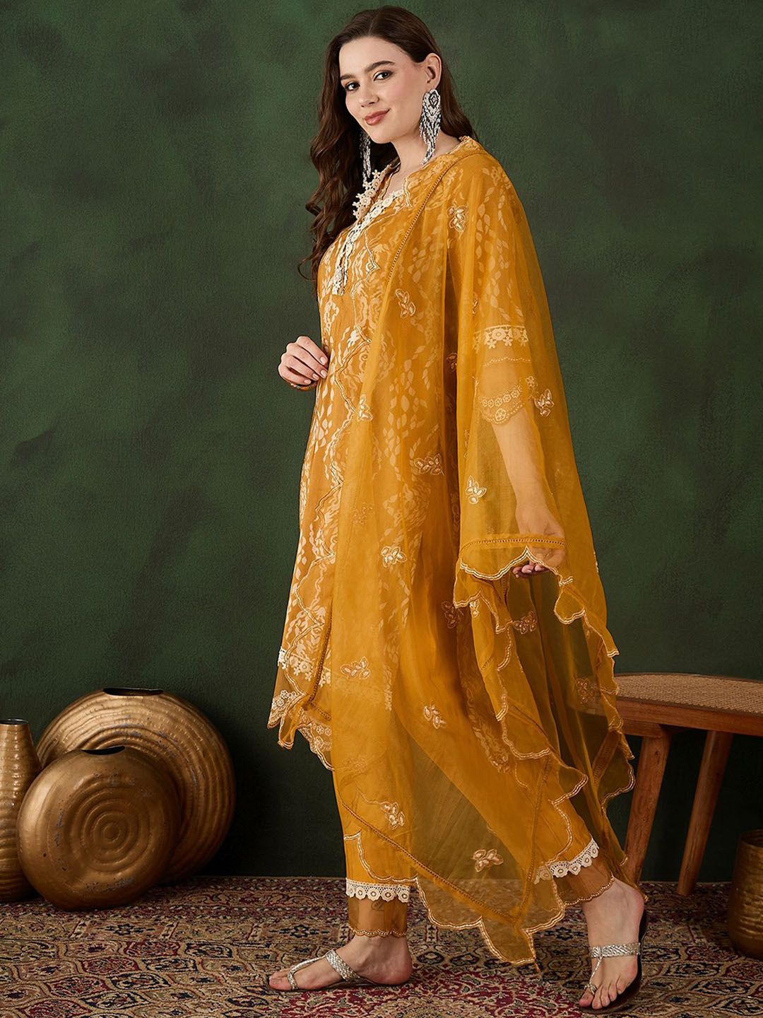 Sangria Embroidered Kurta & Trouser With Dupatta