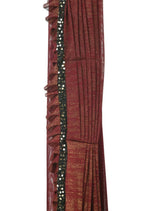 Mominos Fashion All Season Wear Rust And Black Ruffled Ready To Wear Saree - Distacart