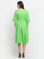 Rudra Bazaar Lime Green Flared Kurta with Belt - Distacart