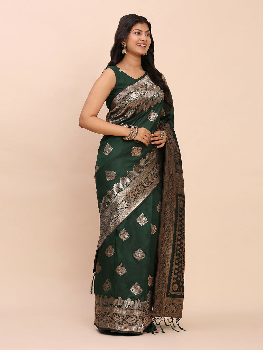 Shree Shyam Fashion Banarasi Silk Green Saree - Distacart