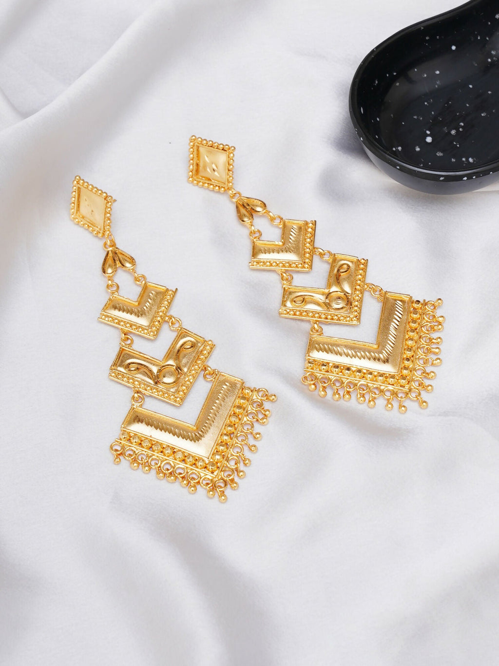 Golden Earrings (Gold) - Ruby Raang - Distacart