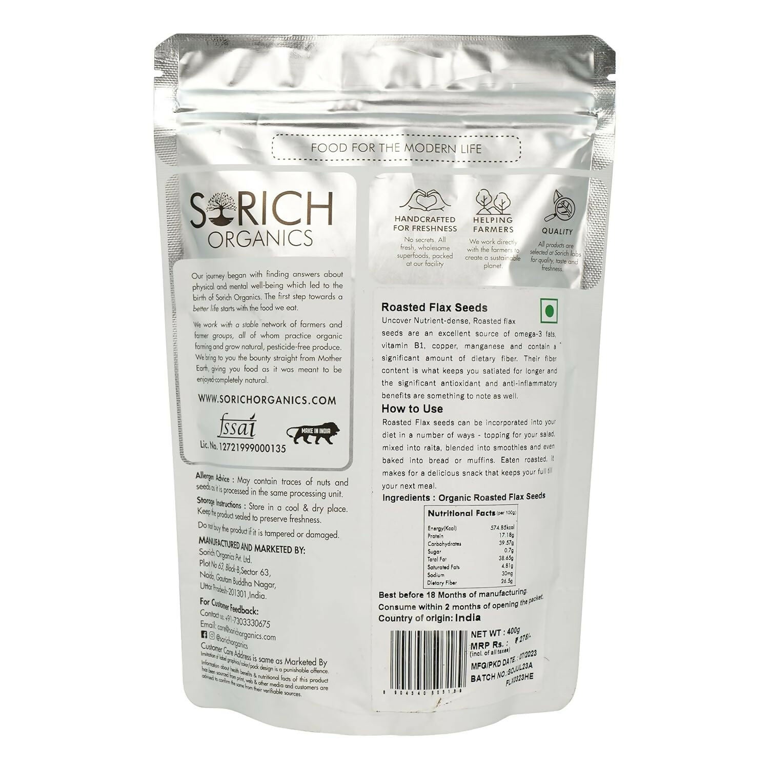 Sorich Organics Roasted Flax Seeds - Distacart
