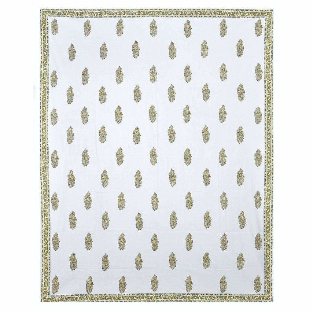 Premium Hand Block Printed Rajasthani Double Bedsheet Bedspread with 2 Pillow Covers