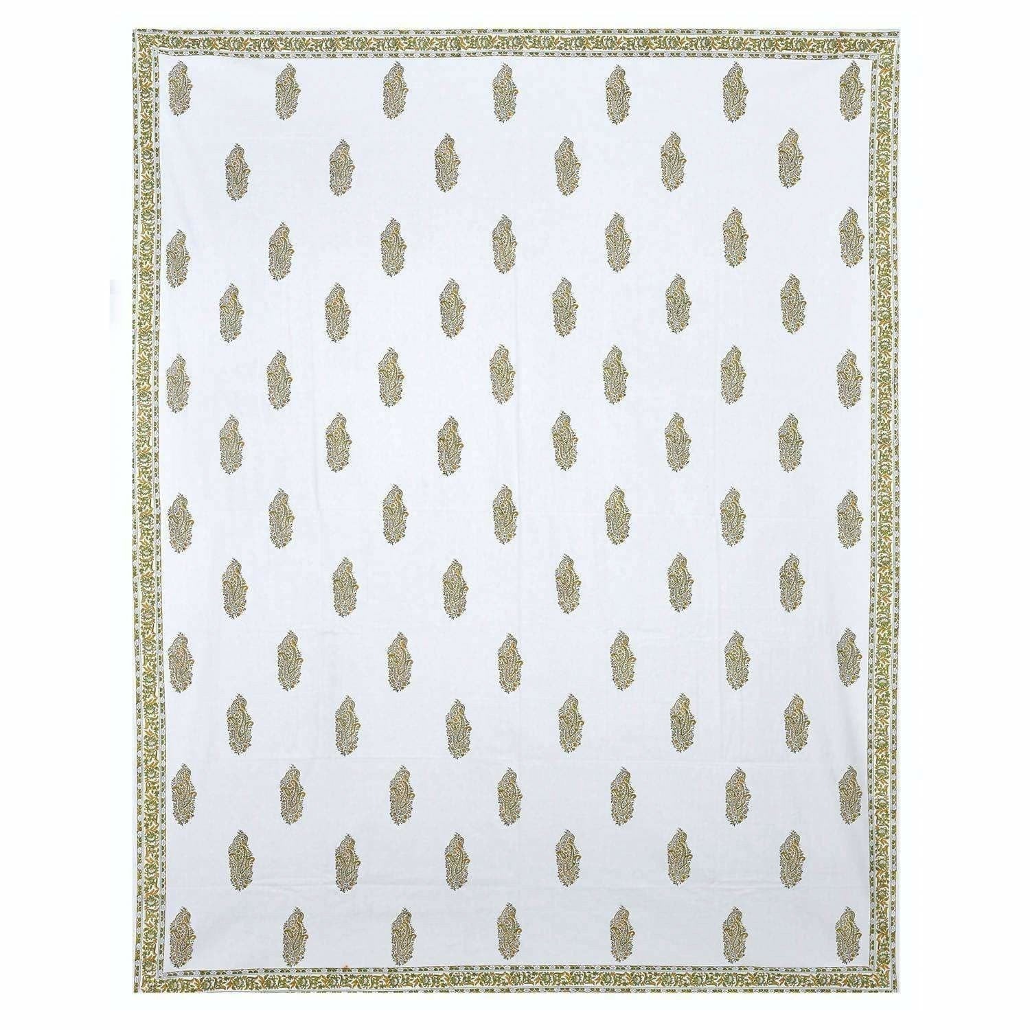 Premium Hand Block Printed Rajasthani Double Bedsheet Bedspread with 2 Pillow Covers