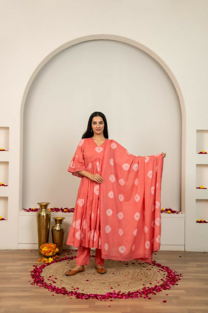 Joban Fashion Pink Tie & Dye Cotton Suit Set - Distacart