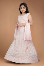 Wedding Designer Light Pink Heavy Fox Georgette Kidswear Lehenga - Aaradhna
