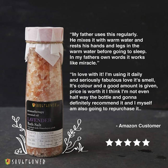 Soulflower Aromatherapy Essential Oil Lavender Bath Salt Enriched With Himalayan Pink Rock Salt