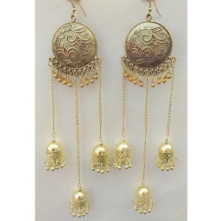 MS Fashion India Bahubali Tassel Sun Design With Long Hanging Jhumkas Earrings