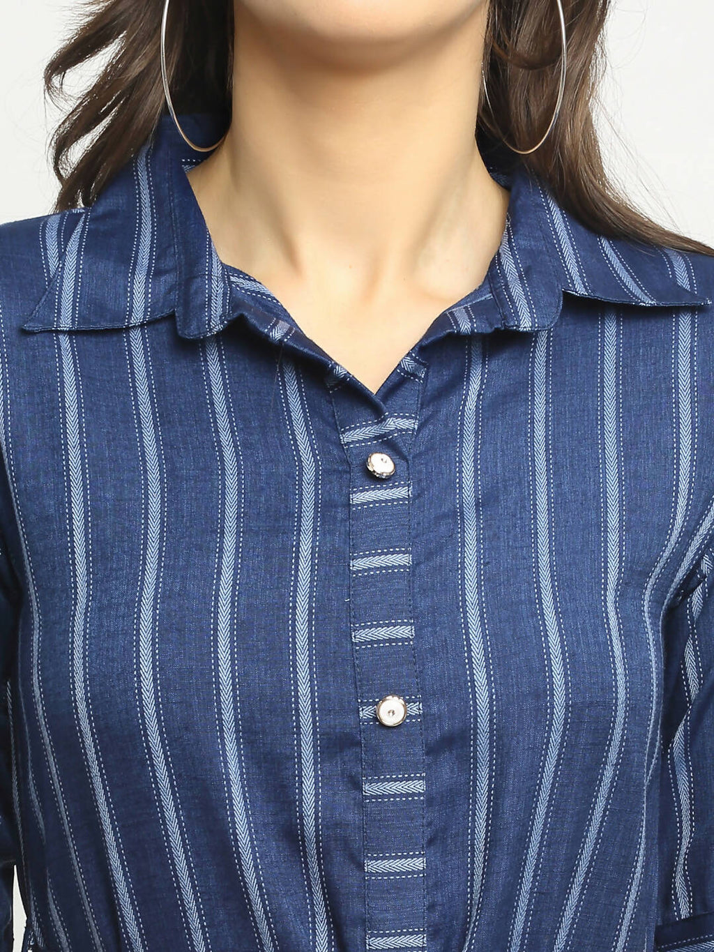 Rudra Bazaar Blue A-Line Striped Kurta - Distacart