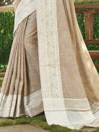 Shree Shyam Fashion Light Brown Linen Saree - Distacart