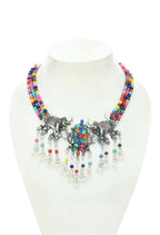 Mominos Fashion Johar Kamal Silver-Plated Brass Finish Elephant Design Choker For Women (Multi) - Distacart