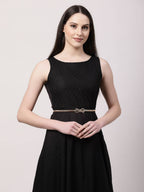NVR Women Circular Gold-Polished Stretchable Metal Belt