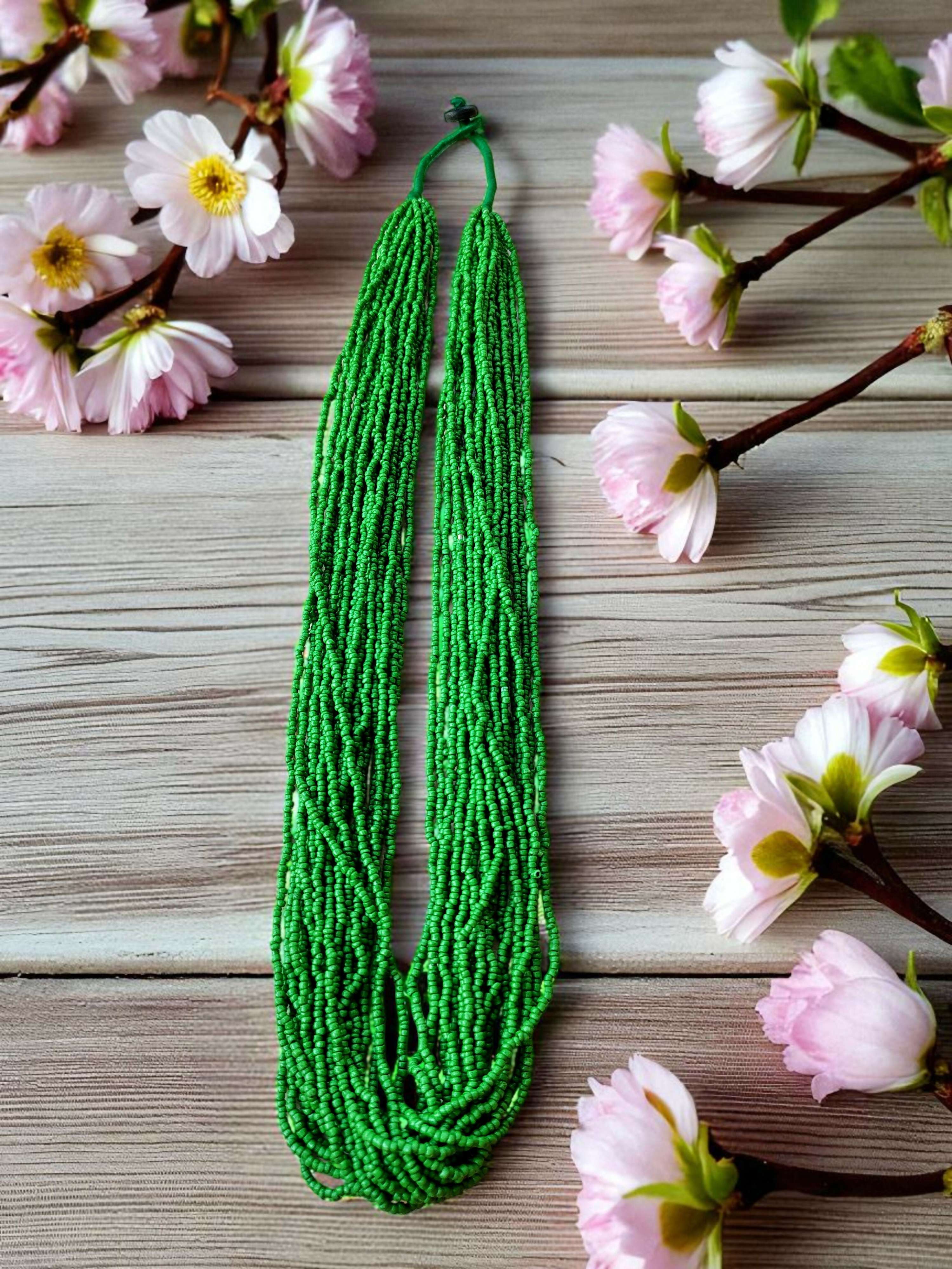 Inhanns Rangsaaz 20-Layer Luxe Long Beaded Only Necklace - Green Only Necklace