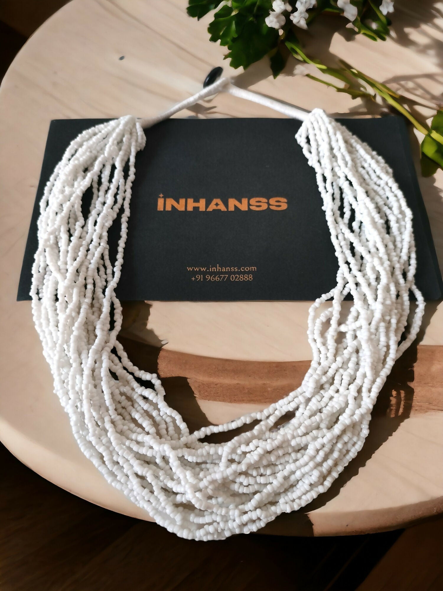 Inhanns Handmade Beaded Multilayer Necklace, 20 Layers - White