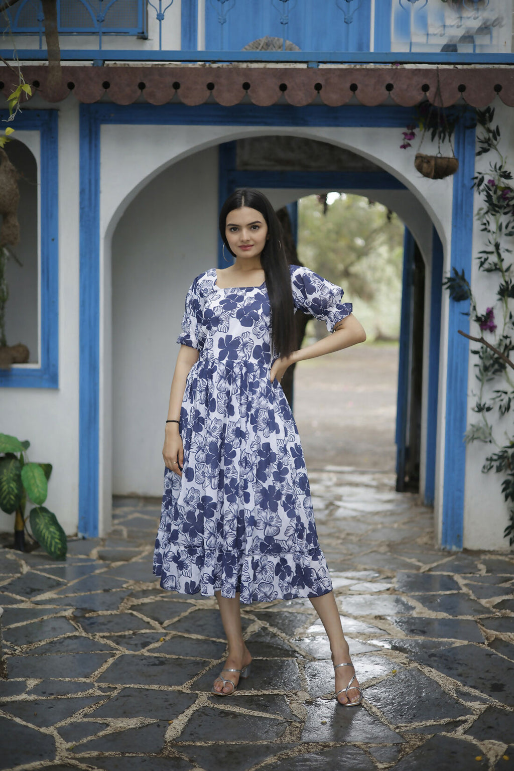 Aayaa Designer Printed One Piece Dress - Multi Color