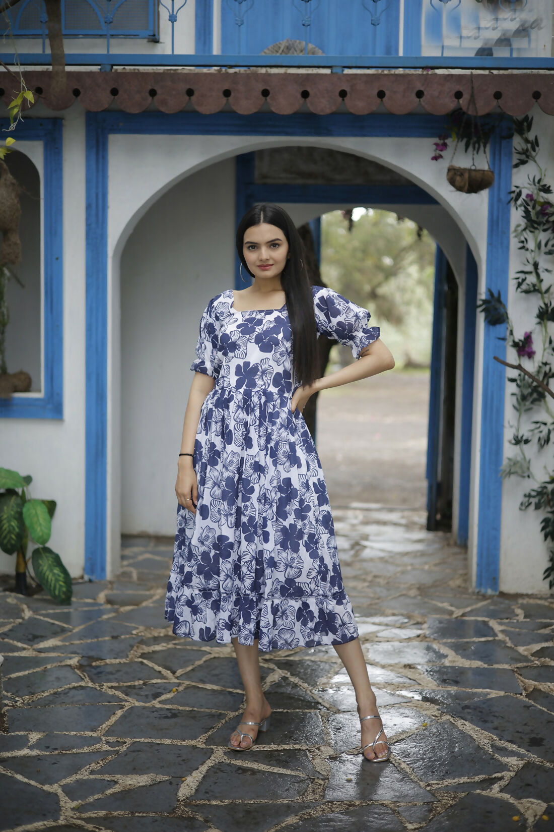 Aayaa Designer Printed One Piece Dress - Multi Color