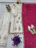 Teeya Creation White Color Chinon Silk Party Wear Trending Palazzo Set - Distacart