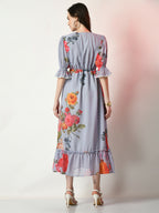 Myshka Women's Grey Printed Dress - Distacart