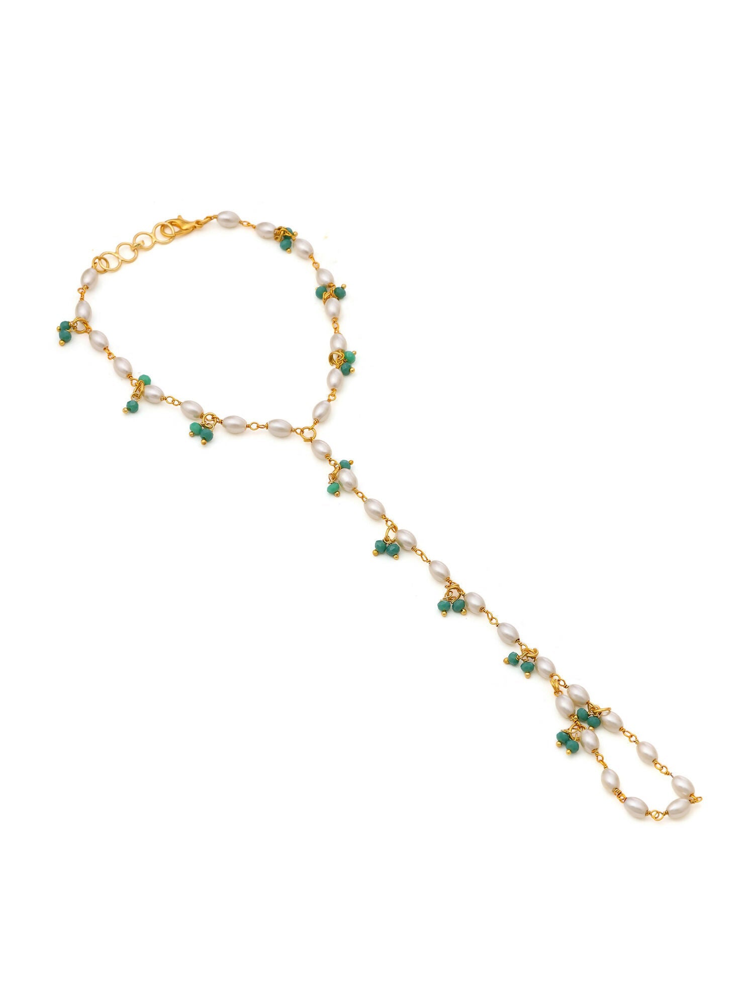 Ruby Raang Multi Pearl & Stone Haath Phool - Distacart
