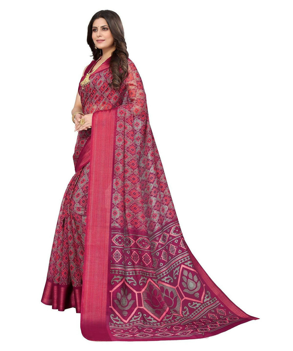 Vamika Cotton Pink Jari Border Bollywood Style Saree (VASU PINK) - Distacart