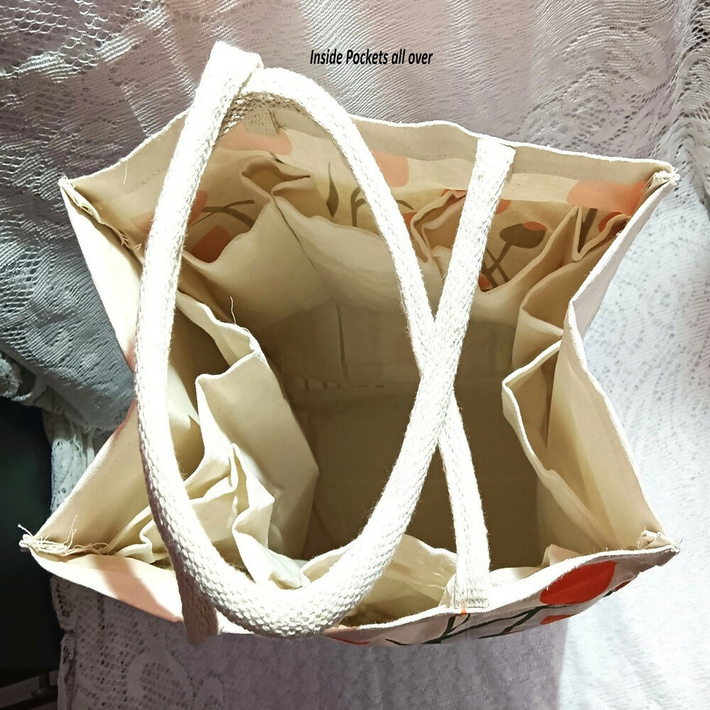 Canvas Jute Bag Flower Print