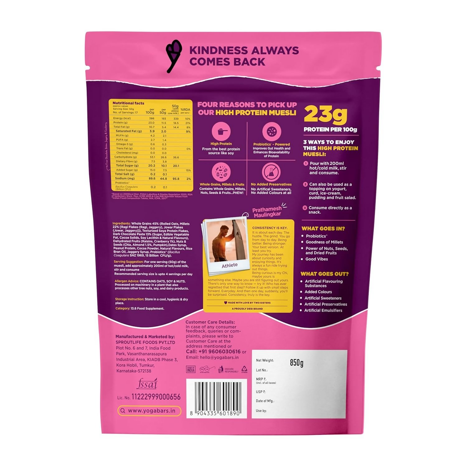 Yoga Bar High Protein Muesli - Choco Almond - Distacart