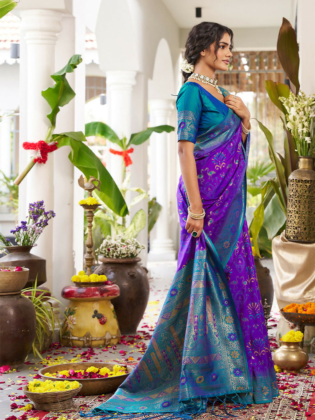 Shree Shyam Fashion Violet Soft Silk Saree - Distacart