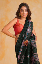 Vamsee Suhanisha Green Korean Shimmer Silk Saree