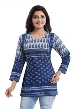 Snehal Creations Interesting Vibe Indigo Blue Summer Cool Printed Tunic