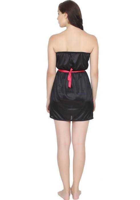 Ruhani HLSC Poly Satin Black Tube Short Nighty Fits Bust (Ruhani-NT-01-FS)